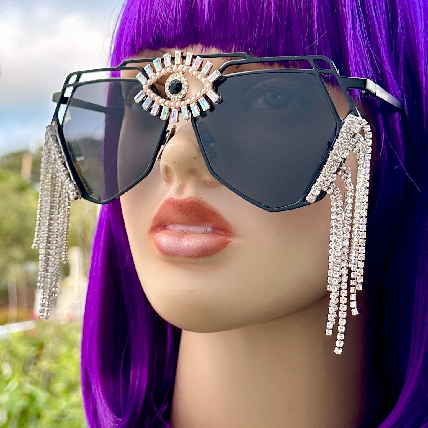 Women s Rhinestone Sunglasses Rave Fashion Goddess