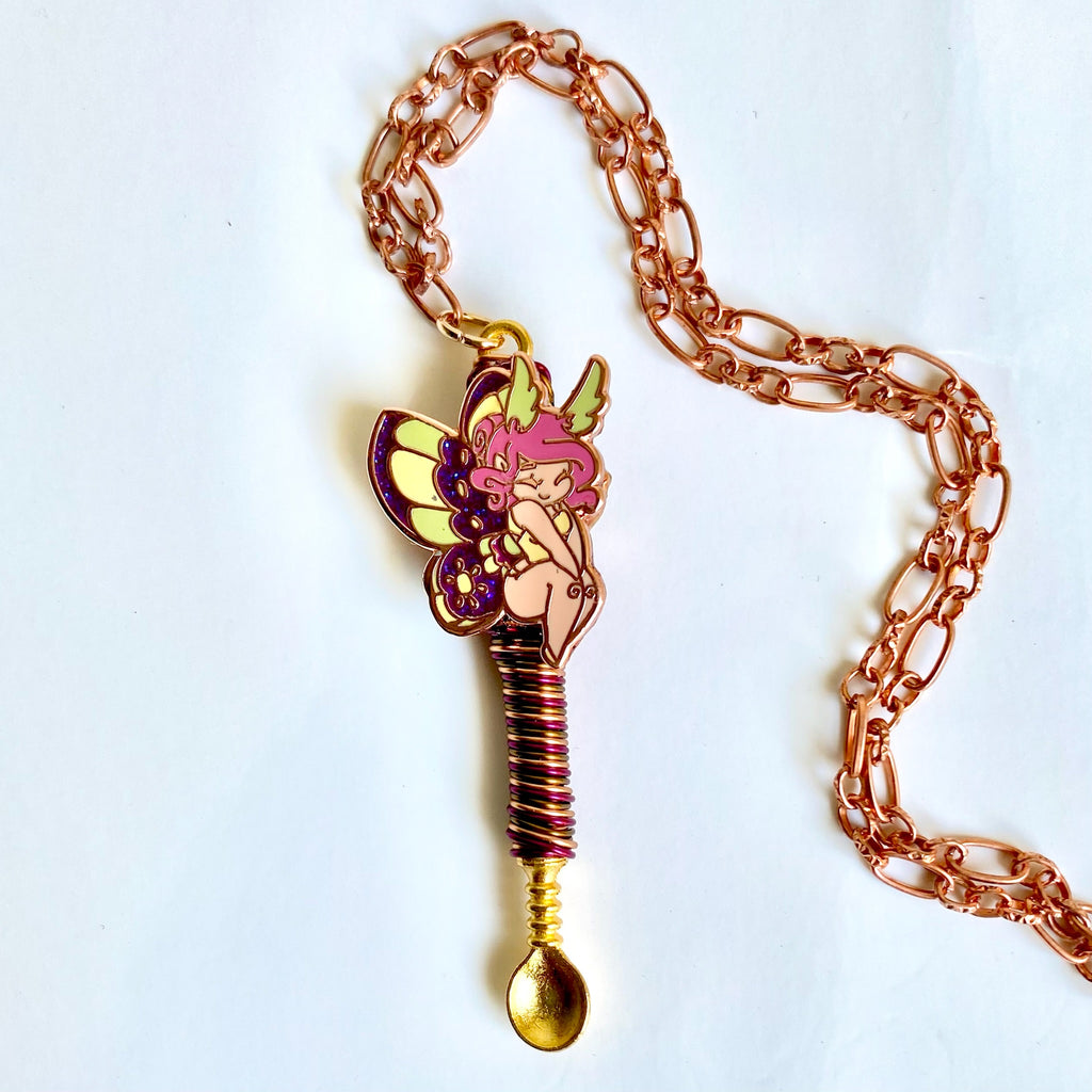 Key Necklace Fairy Key Necklace Fantasy Purple Crystal 