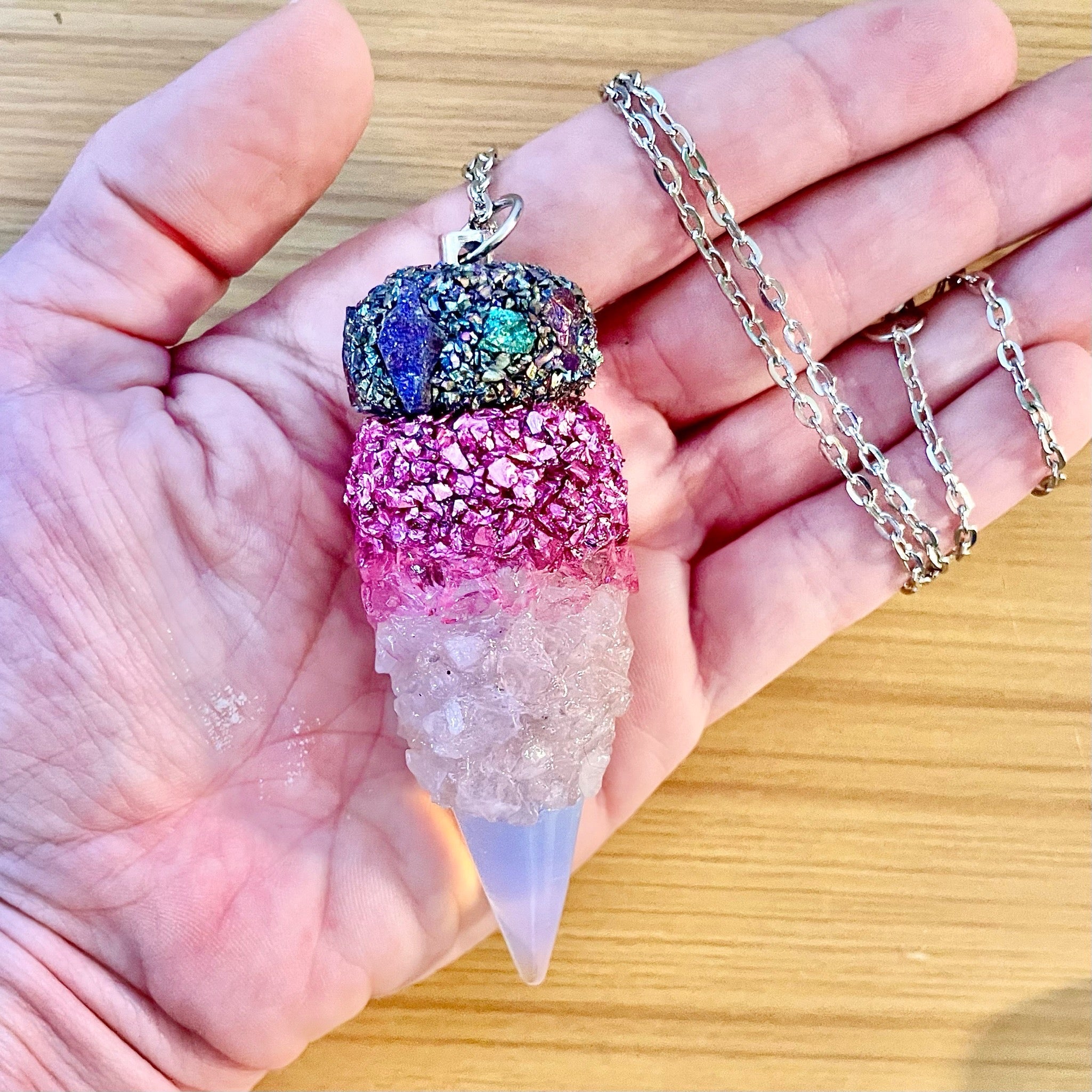 Crystal Stash Necklace with Spoon