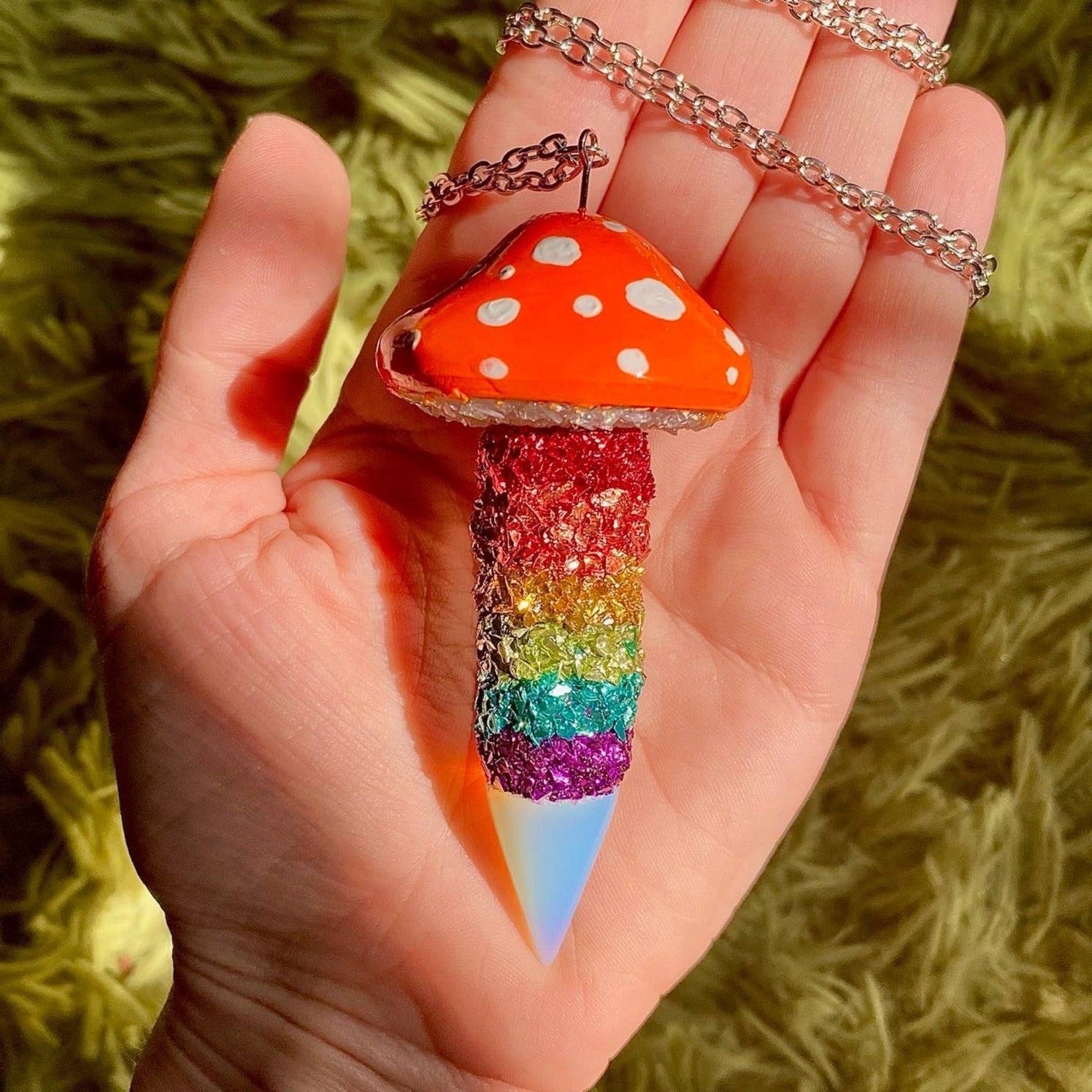 Cremation Jewelry - Mushroom Pendant with Infused Cremation Ash