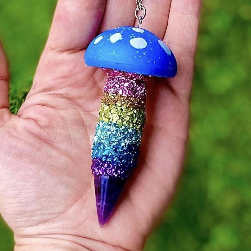 Rainbow Mushroom Charms Necklace 