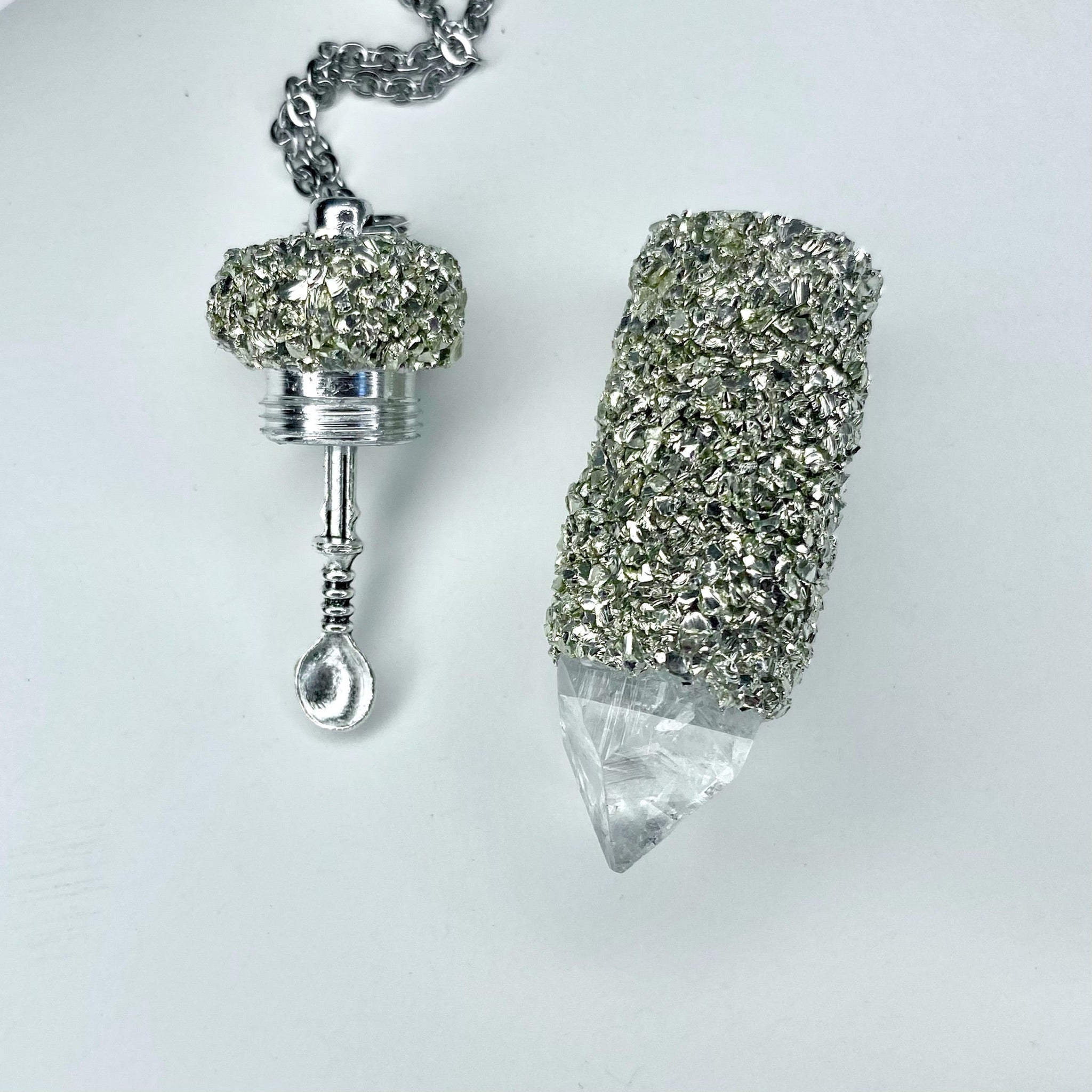 Sterling Silver Geometric Stash Vial with Spoon