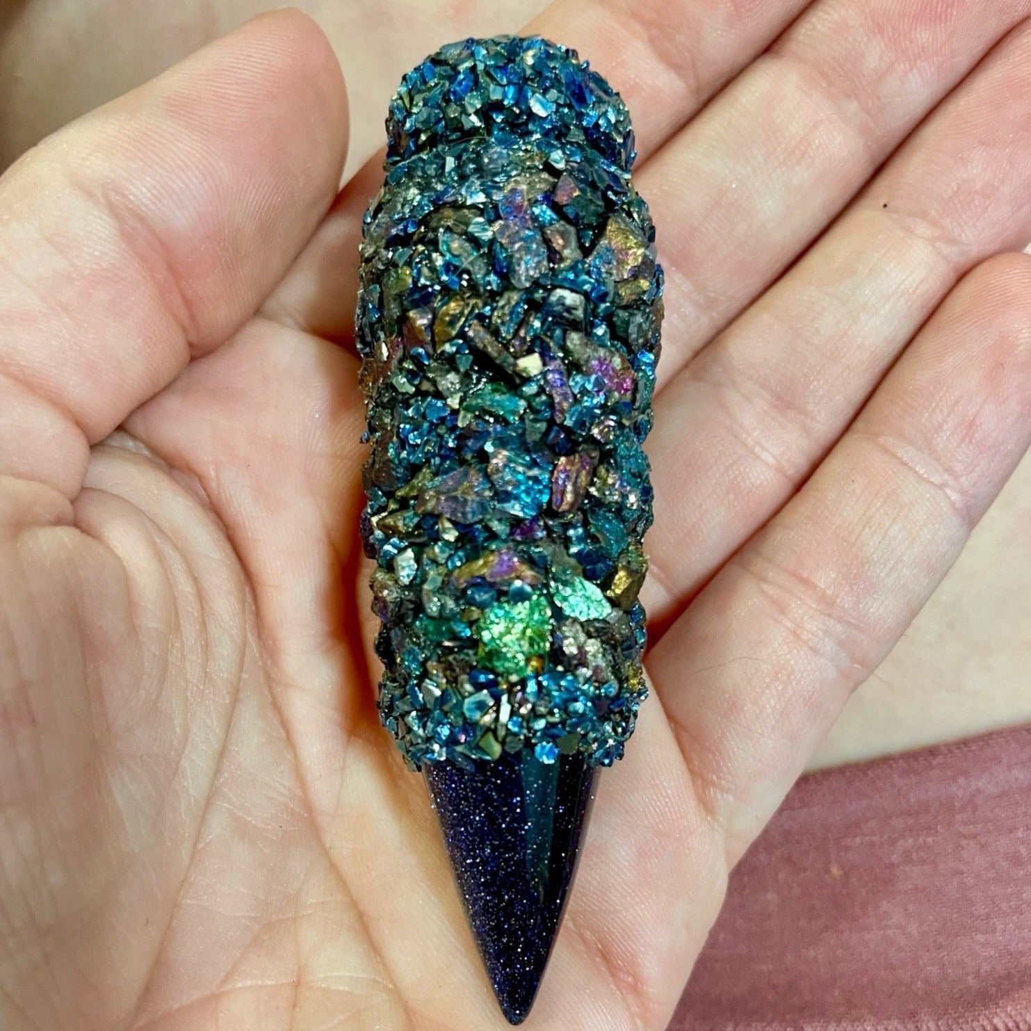 Spoon Pendant - Peacock Rainbow Stones – Rave Fashion Goddess