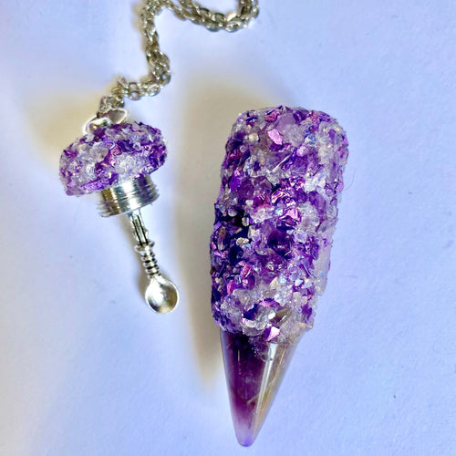 Stash Necklace With Spoon Amethyst Mix