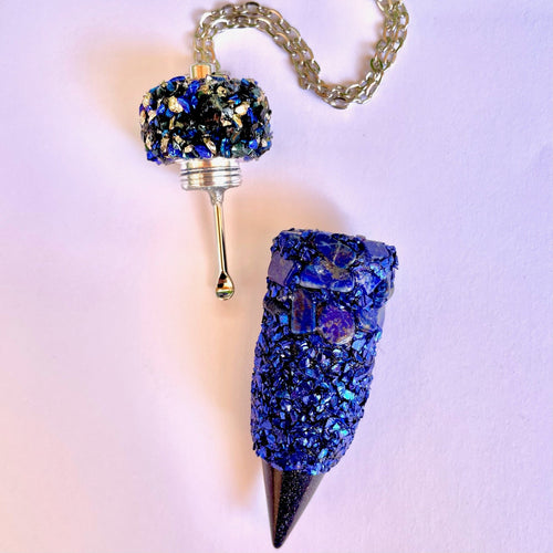 Vial With Spoon - Pill Case - Lapis Lazuli