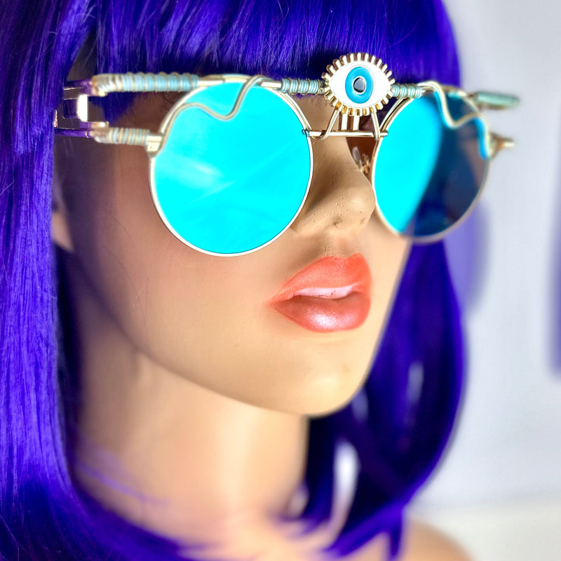 Wire Wrapped Western online Sunglasses Teal